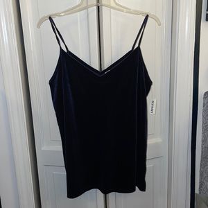 Dark BLUE velvet v-neck tank top